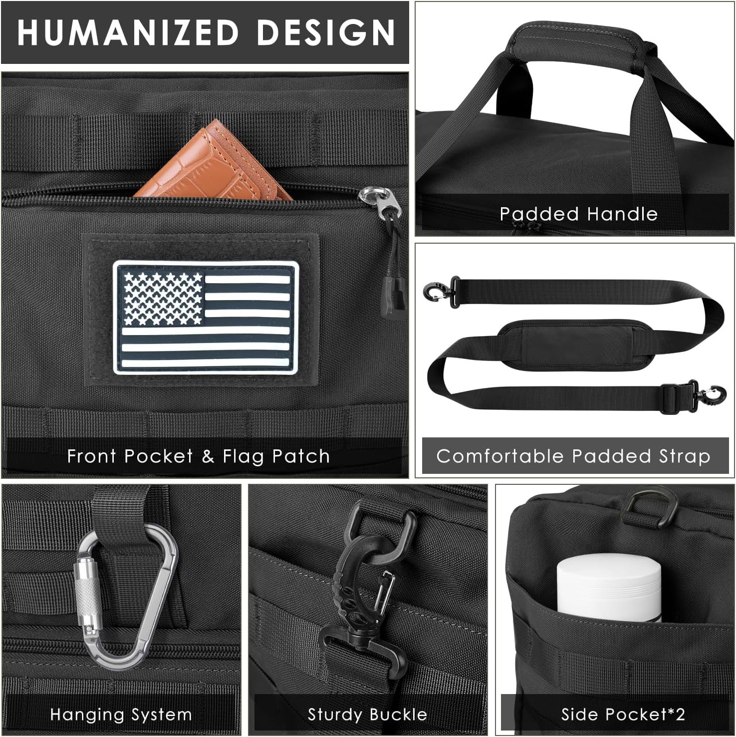 ETRONIK Travel Bag for Men, Tactical Duffle Bag & Weekender Bag for Travel with Toiletry Bag and Shoe Compartment, Carry on Bag Gym Overnight Bag with Wet Pocket for Workout Football Sport, Black - Image 3